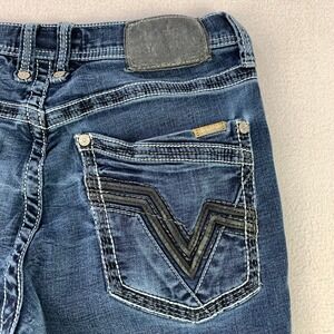Buckle Black Jeans Anarchy Straight Mens 32L Faded Denim Distressed Thick Stitch